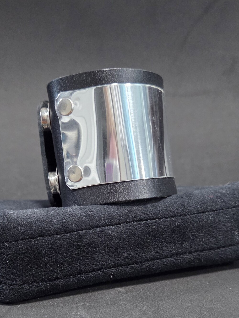 Metal And Leather Adjustable Cuff Bracelet